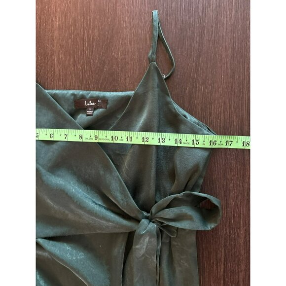 Lulus Fall In Love Forest Green Midi Wrap Dress Size Small - Picture 8 of 8